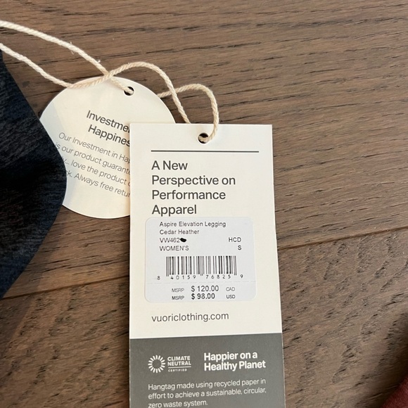 NWT Vuori Aspire Elevation Leggings. Women Size Small. Cedar Heather - Picture 6 of 8